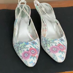 Healed floral slingback dress shoes